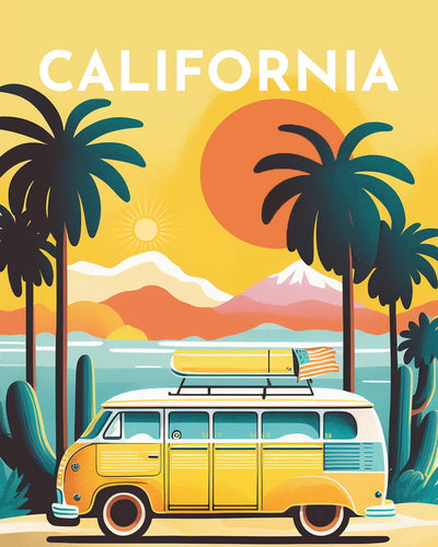 Broderie Diamant - Affiche Poster Californie