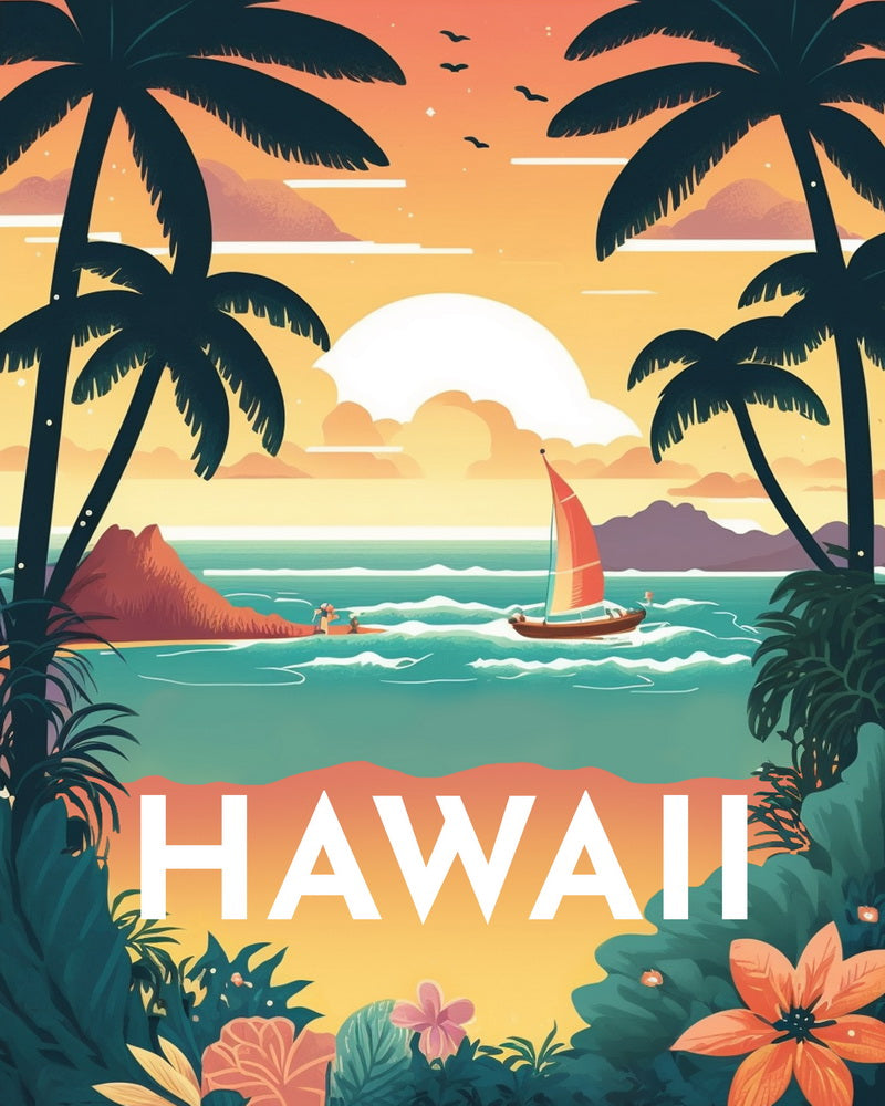 Broderie Diamant - Affiche Poster Hawaii