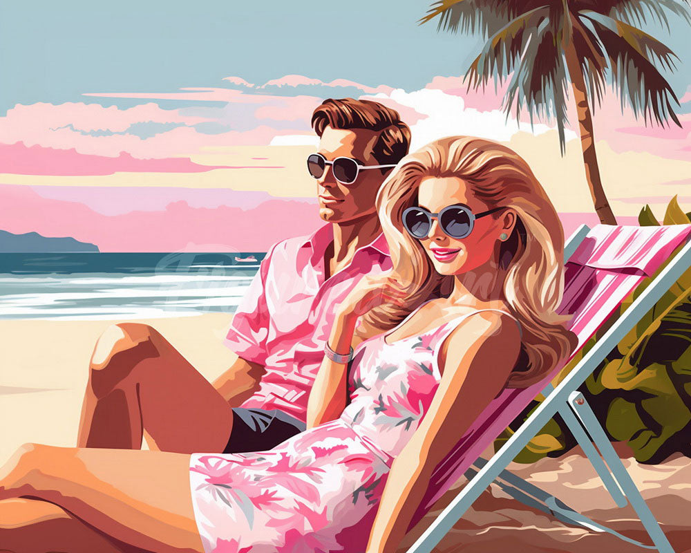 Diamond Painting - Broderie Diamant - Amour de Diva au Bord de la Plage