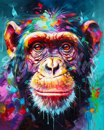 Diamond Painting - Broderie Diamant - Chimpanzé Coloré Abstrait