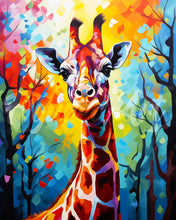 Charger l&#39;image dans la galerie, Diamond Painting - Broderie Diamant - Girafe Colorée Abstraite 40x50cm toile tendue sur châssis