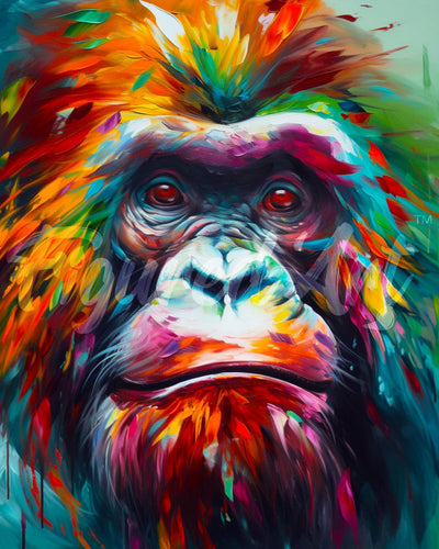 Diamond Painting - Broderie Diamant - Orang-outan Coloré Abstrait