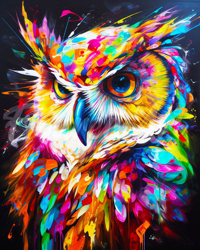 Diamond Painting - Broderie Diamant - Hibou Coloré Abstrait