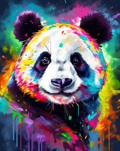 Diamond Painting - Broderie Diamant - Panda Coloré Abstrait 40x50cm toile tendue sur châssis