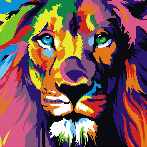 Mini Diamond Painting 25x25cm - Broderie Diamant Lion Pop Art
