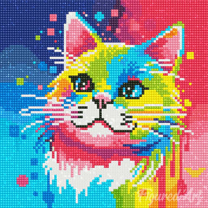 Mini Diamond Painting 25x25cm - Chat Abstrait Pop Art