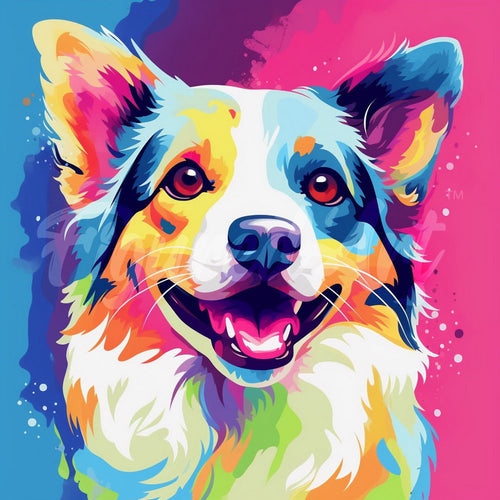 Mini Diamond Painting 25x25cm - Broderie Diamant Chien Abstrait Pop Art