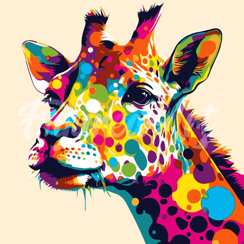 Mini Diamond Painting 25x25cm - Broderie Diamant Girafe Abstraite Pop Art