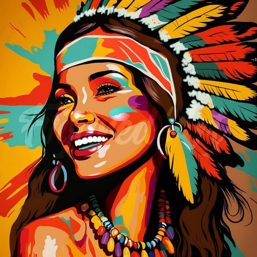 Mini Diamond Painting 25x25cm - Broderie Diamant Femme Native Pop Art