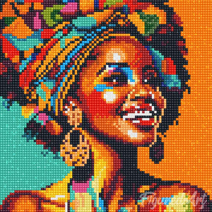 Mini Diamond Painting 25x25cm - Reine Africaine Pop Art