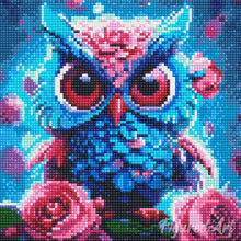 Charger l&#39;image dans la galerie, Mini Diamond Painting 25x25cm - Petite Chouette Bleue