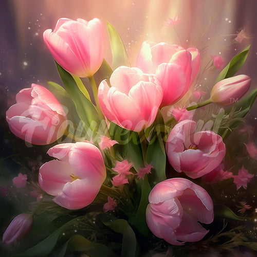 Mini Diamond Painting 25x25cm - Broderie Diamant Belles Tulipes Roses