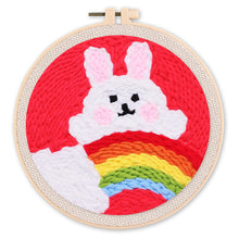 Charger l&#39;image dans la galerie, Punch Needle Lapin et Arc en Ciel