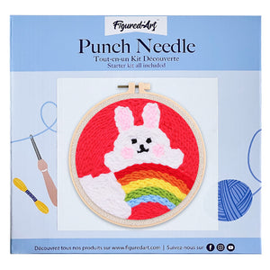 Punch Needle Lapin et Arc en Ciel