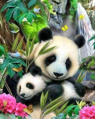 Broderie Point de Croix - Famille de Pandas