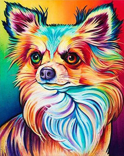 Broderie Diamant Portrait de Chien en couleur animaux chiens Pop Art | FiguredArt