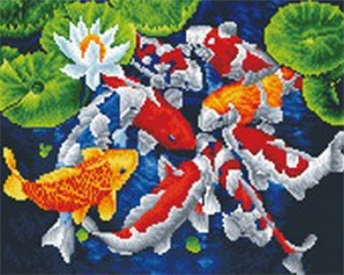 Broderie Diamant - Carpes Koi japonaises