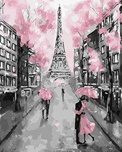 Broderie Diamant Tour Eiffel et Vie en Rose ville Broderie Romantique romantique | FiguredArt