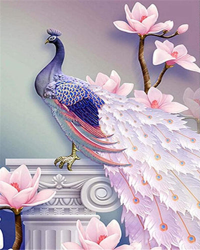 Broderie Diamant Joli Paon et Fleurs animaux oiseaux | FiguredArt