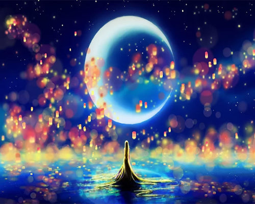 Broderie Diamant Lune et reflets magiques paysages | FiguredArt