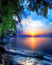 Charger l&#39;image dans la galerie, Broderie Diamant - Diamond Painting Coucher de Soleil et Vagues