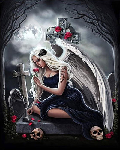 Broderie Diamant - Diamond Painting Ange et Cimetière