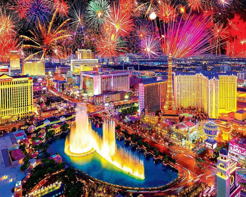 Broderie Diamant Feu d'Artifice à Las Vegas ville | FiguredArt
