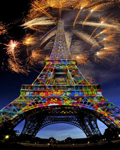 Broderie Diamant - Diamond Painting Feu d'Artifice et Tour Eiffel