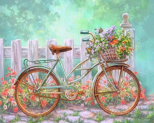 Broderie Diamant - Diamond Painting Bicyclette Fleurie