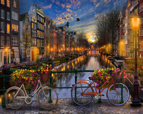 Peinture par numéros Canal Amsterdam | Figured'Art complexe nouveautés ville paysages