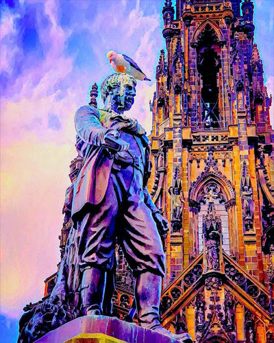 Broderie Diamant - Diamond Painting Statue Edinburgh 40x50cm toile tendue sur châssis