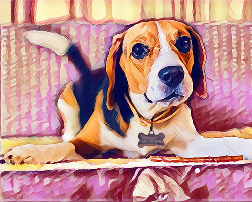 Peinture par numéros Beagle Mignon | Figured'Art intermédiaire nouveautés animaux chiens
