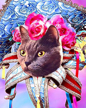 Charger l&#39;image dans la galerie, Peinture par numéros Chat Mardigras | Figured&#39;Art intermédiaire nouveautés animaux chats fleurs