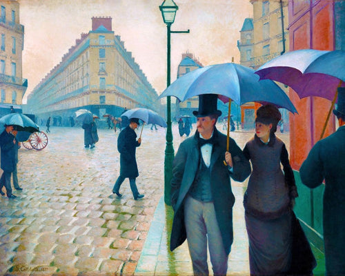 Broderie Point de Croix - Rue de Paris, temps de pluie - Gustave Caillebotte