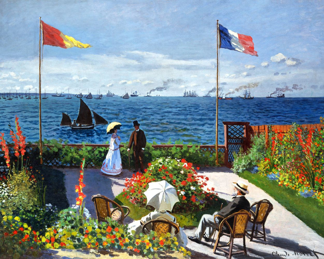 Broderie Diamant - Diamond Painting La terrasse à Sainte-Adresse - Monet 40x50cm toile tendue sur châssis