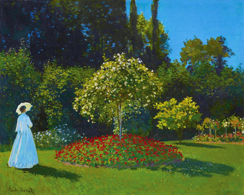 Peinture par numéros Dame en blanc au jardin Monet Figured'Art nouveautés paysages reproduction intermédiaire