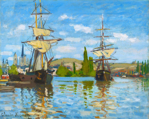 Peinture par numéros Bateaux Navigant sur la Seine à Rouen Monet Figured'Art bateaux nouveautés paysages reproduction complexe