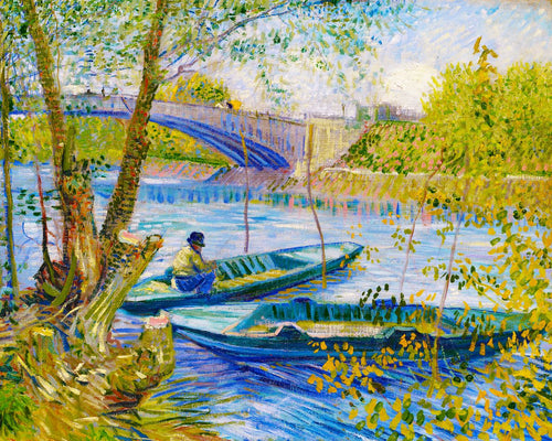 Peinture par numéros La pêche au Printemps Pont de Clichy Van Gogh Figured'Art bateaux nouveautés paysages reproduction complexe