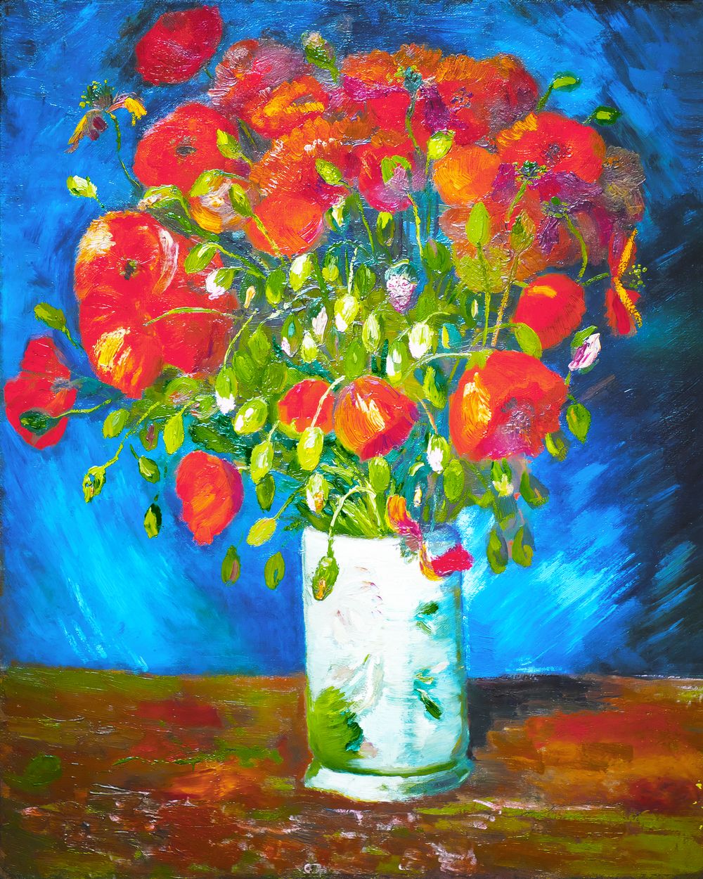 Peinture par numéros Vase avec Coquelicots Van Gogh Figured'Art fleurs nouveautés reproduction intermédiaire