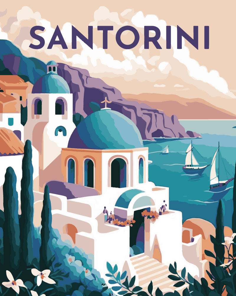 Affiche Vintage Santorin