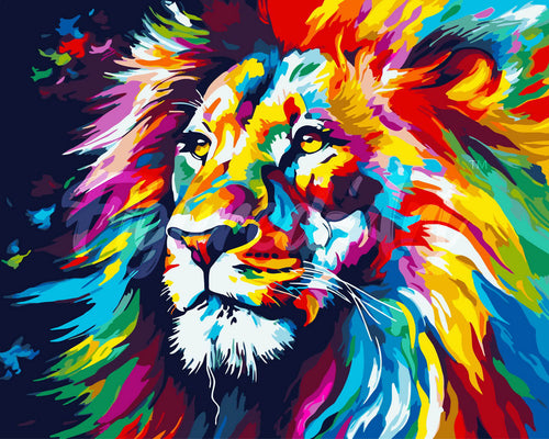 Peinture par numéros Figured'Art Lion Coloré Abstrait
