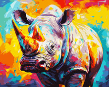 Charger l&#39;image dans la galerie, Peinture par numéros Figured&#39;Art Rhinocéros Coloré Abstrait