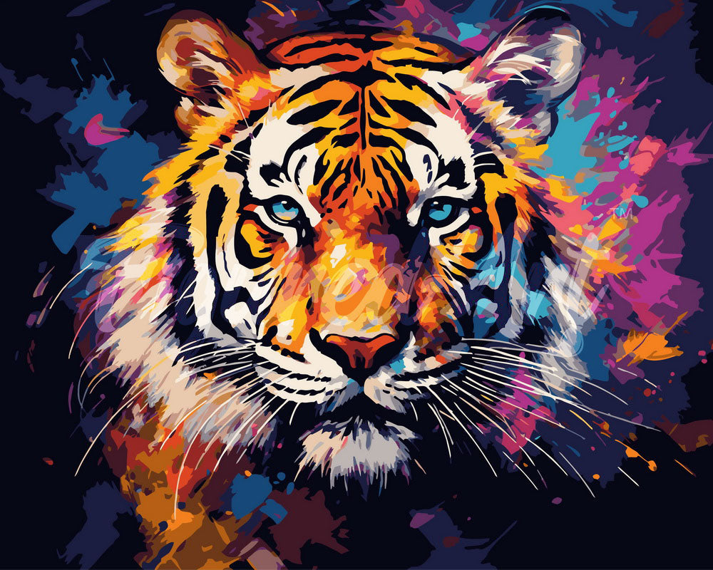 Peinture par numéros Figured'Art Tigre Coloré Abstrait
