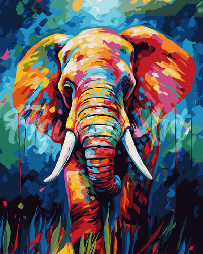 Peinture par numéros Figured'Art Éléphant Coloré Abstrait