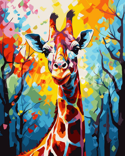Peinture par numéros Figured'Art Girafe Colorée Abstraite