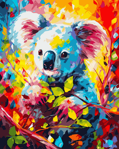 Peinture par numéros Figured'Art Koala Coloré Abstrait