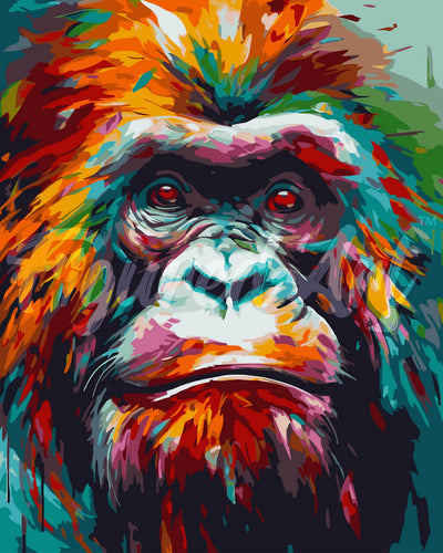 Peinture par numéros Figured'Art Orang-outan Coloré Abstrait