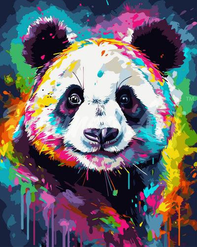 Peinture par numéros Figured'Art Panda Coloré Abstrait