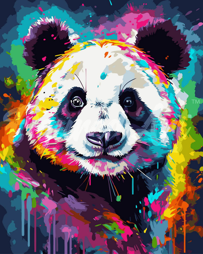 Auremi Peinture Par Numéros Panda Avec Cadre - 20x30 Cm - Kit Complet Peinture Et Pinceaux - Cadeau Adulte