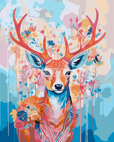 Peinture par numéros Figured'Art Cerf coloré en fleurs
